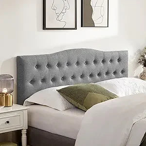 Tufted upholstered headboard queen size sturdy and durable solid wood bed headboard fabric adjustable height from 37