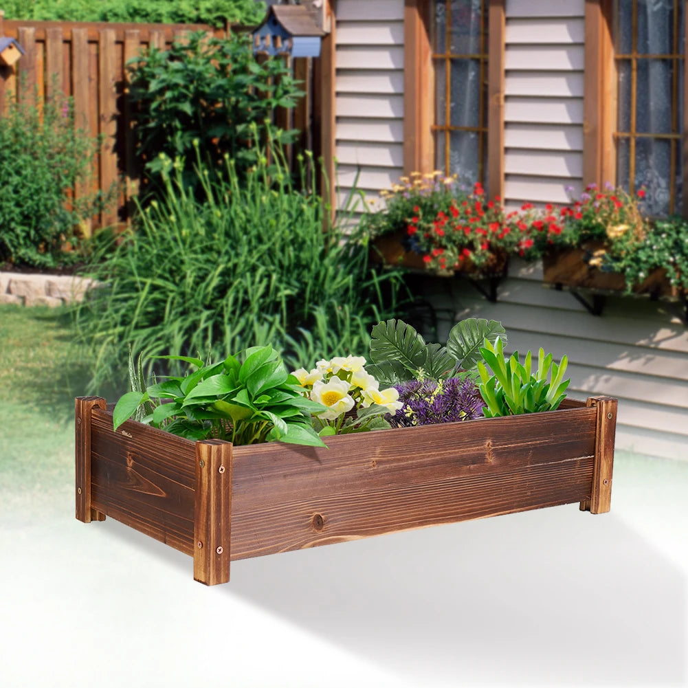 Raised garden bed large wooden planter boxes elevated plant box vegetable flower growing