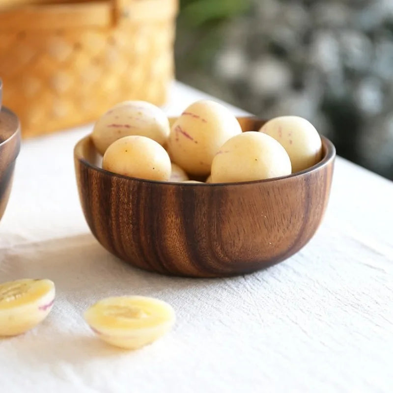 Acacia wooden bowl japanese style tableware household and basin fruit plate salad whole soup