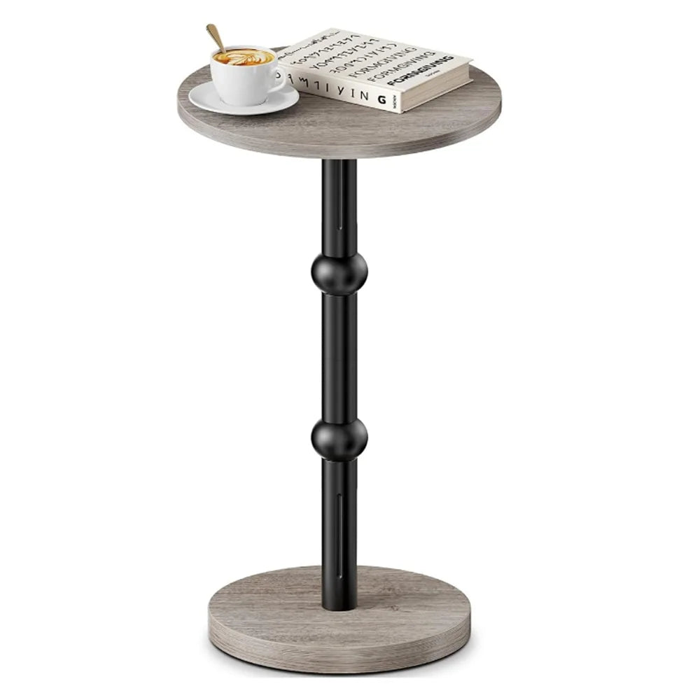 Drink table small round side for spaces accent with metal leg thickened wood pedestal coffee tables living room - oak