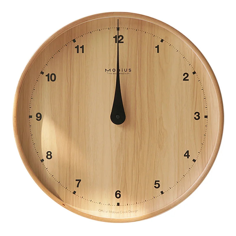 The original wood grain silent and simple wooden wall clock is a fashionable home decoration for the living room