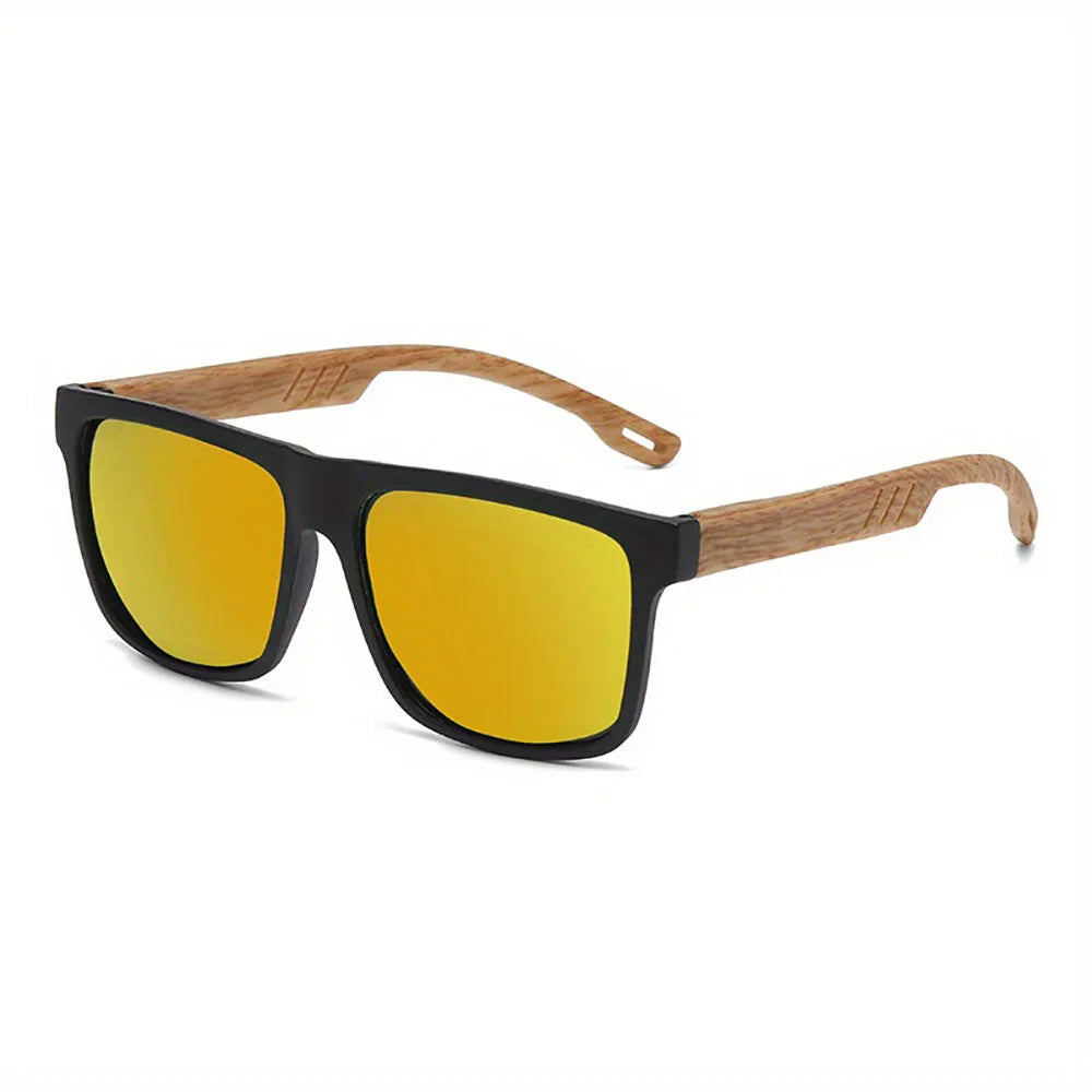 1/2pcs new square casual sunglasses wood grain spring hinges uv400 protection unisex outdoor daily eyewear - germany