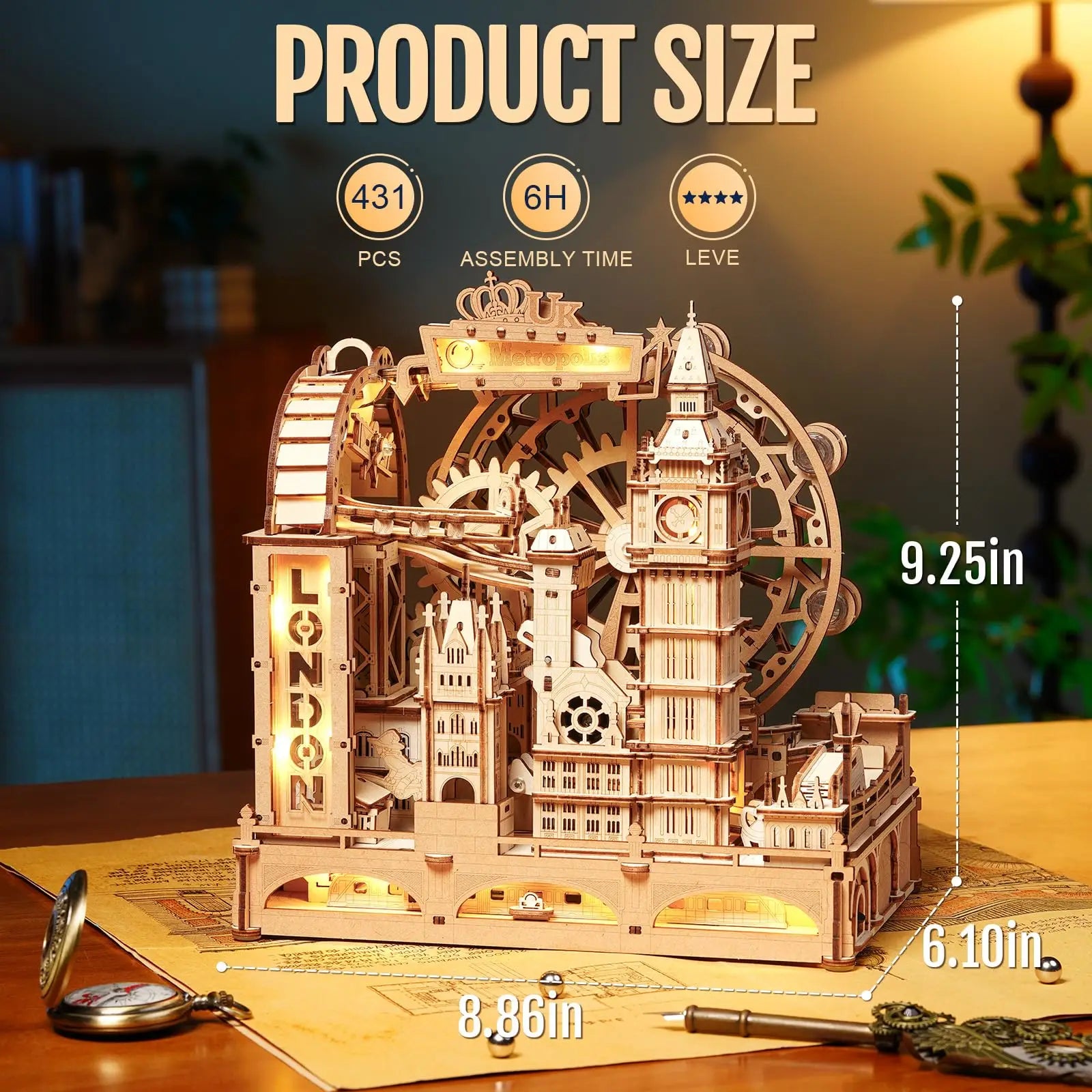 Rokr marble travel london run 3d wooden puzzle interactive gift for kid adult challenging craft handicraft enthusiast