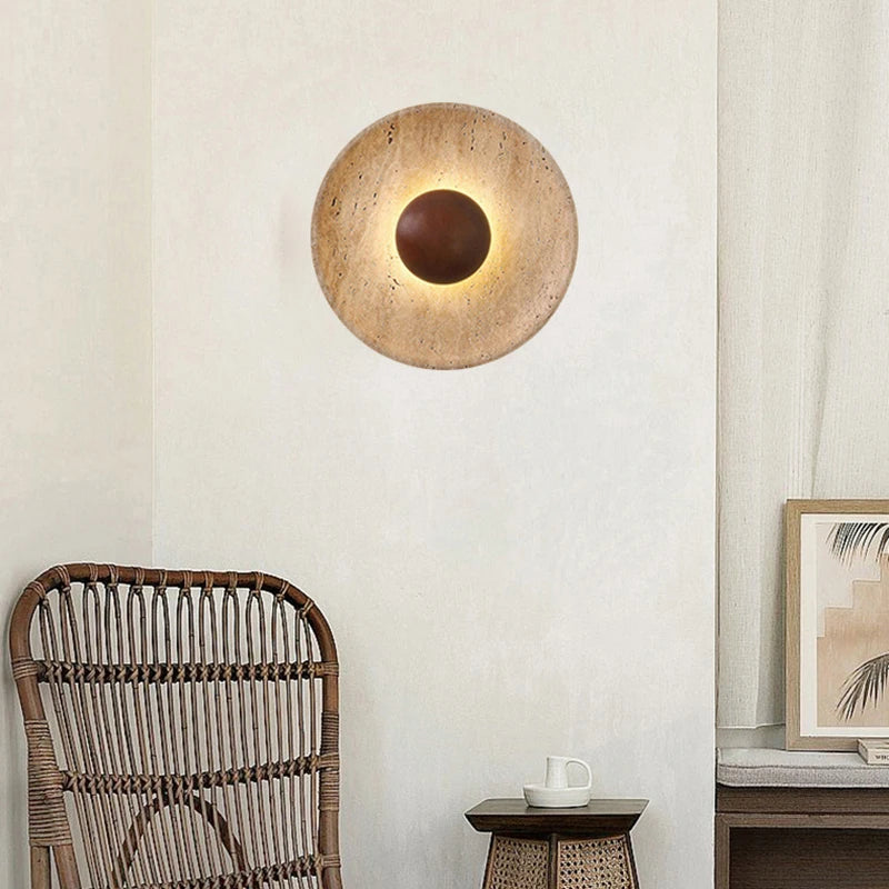 Mdoern natural stone wall light sconce dark wood 25cm 110-220v atmosphere lamp for foyer dining room bedroom stairs