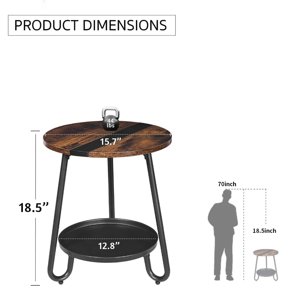 2 tier coffee table in living room industrial style round with metal tray wood small outdoor