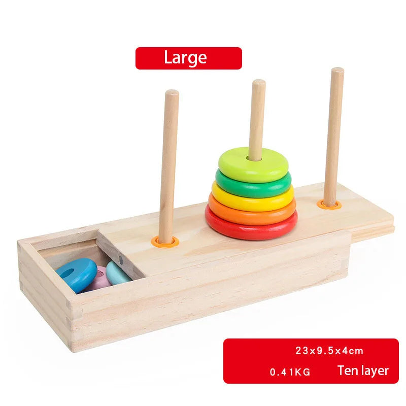 Classic wooden puzzle stack tower of hanoi kid mathematical early educational toys parent-child interaction toy