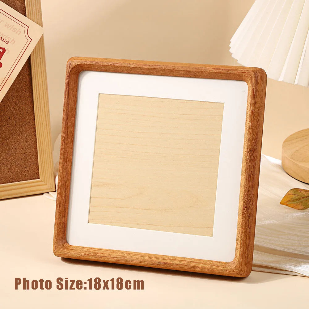 Square teakwood photo frame high-grade 10x10cm 20x20cm 25x25cm wedding picture stand for pictures home desktop decor