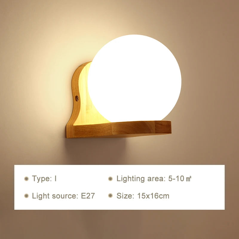 Modern led wall lamps wooden lights bedroom bedside stairs corridor interior mounted lighting sconce home decor light