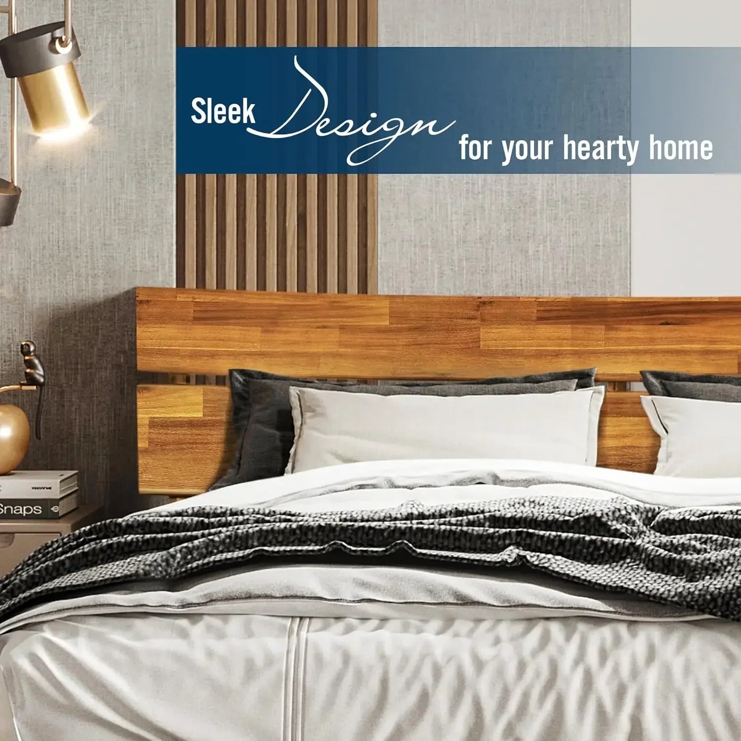 Aurora 800 lbs capacity queen bed frame and headboard solid wood platform contemporary signature - united states