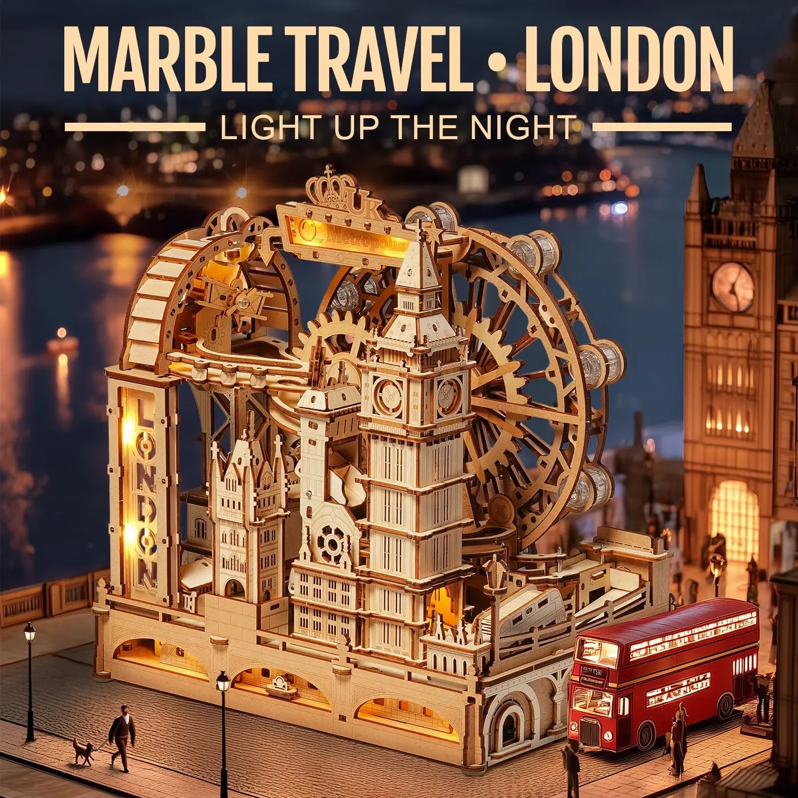Rokr marble travel london run 3d wooden puzzle interactive gift for kid adult challenging craft handicraft enthusiast