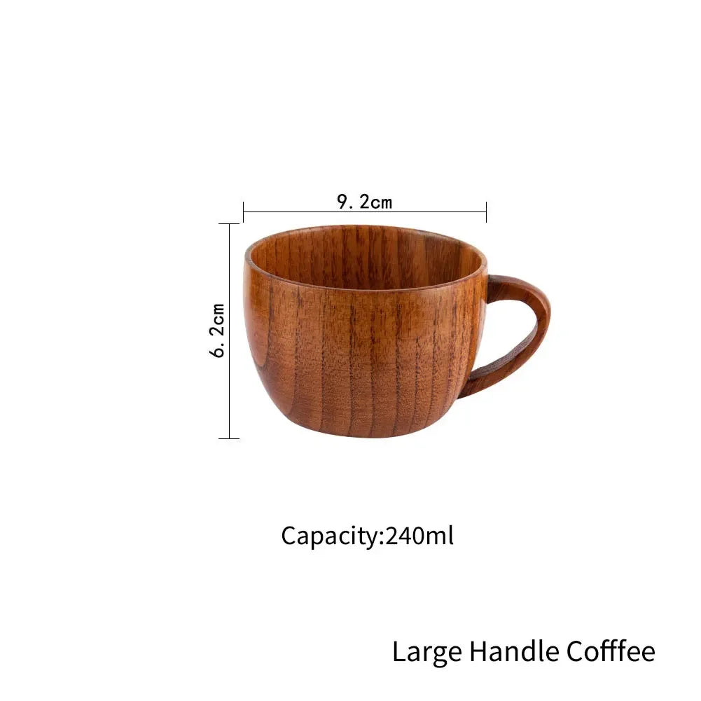 Jujube wooden handmade water coffee mug cup tea beer juice milk mugs drink cups with handle retro gift - large cofffee