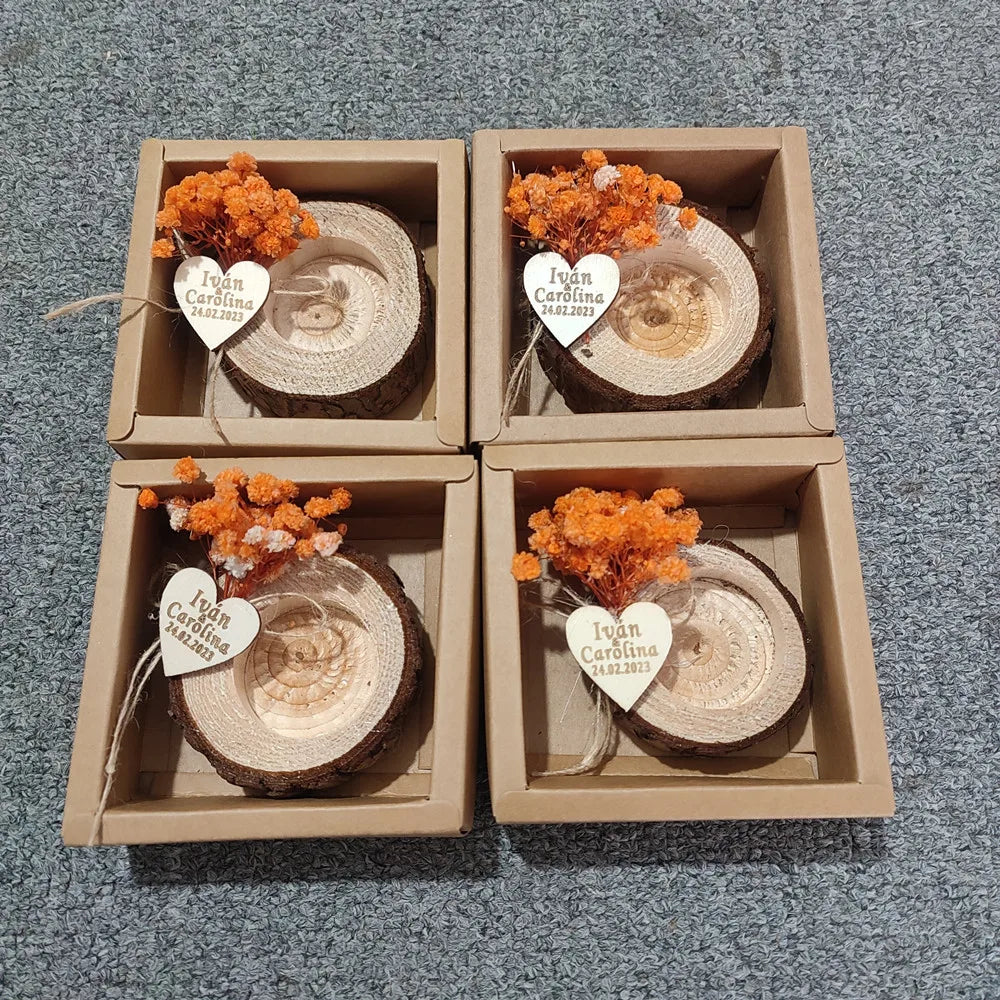 10pcs wedding favors rustic tealight holder wood thank you bridal shower baby gift custom text