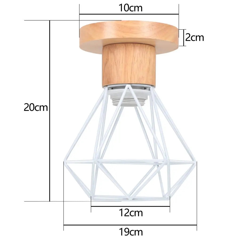 Led e27 ceiling lights vintage industrial wood lamp for kitchen living room bar restaurant wire cage lampshade lighting