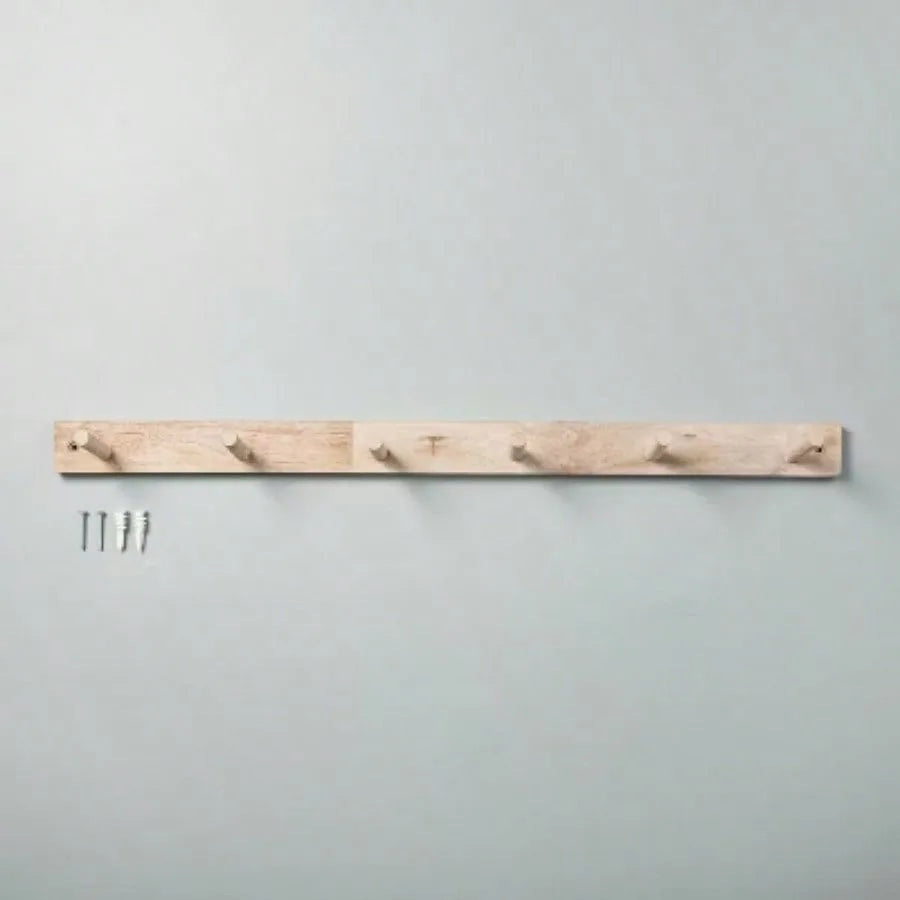 wooden-six-peg-wall-hook-magnolia-pattern-mountable-shelf-white-finish-no-tools-required
