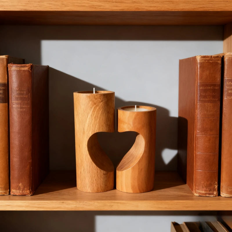 New heart-shaped candle holder creative romantic wooden party table ornament for valentine’s day christmas wedding