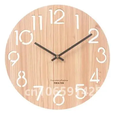 Nordic retro wooden wall clock corridor living room decoration solid wood quiet clocks hanging watch cafe store home