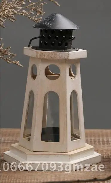Vintage american wooden candle holder european style wind lamp home decorations christmas ornaments coffee color wood