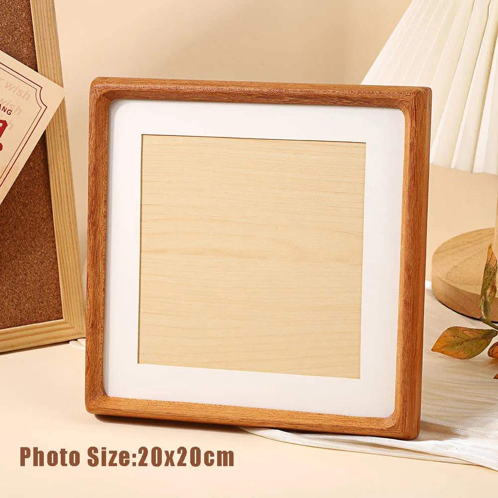 Square teakwood photo frame high-grade 10x10cm 20x20cm 25x25cm wedding picture stand for pictures home desktop decor