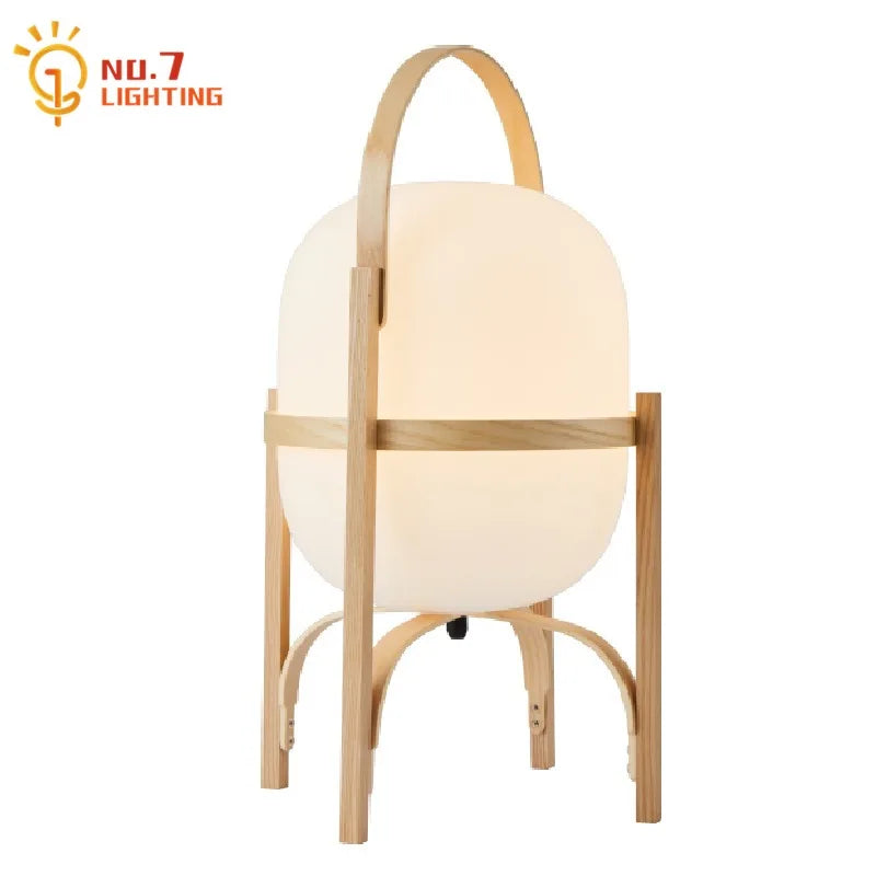 Japanese design solid wood glass desk light led e27 vintage table lamp home decor living room bedroom bedside kitchen