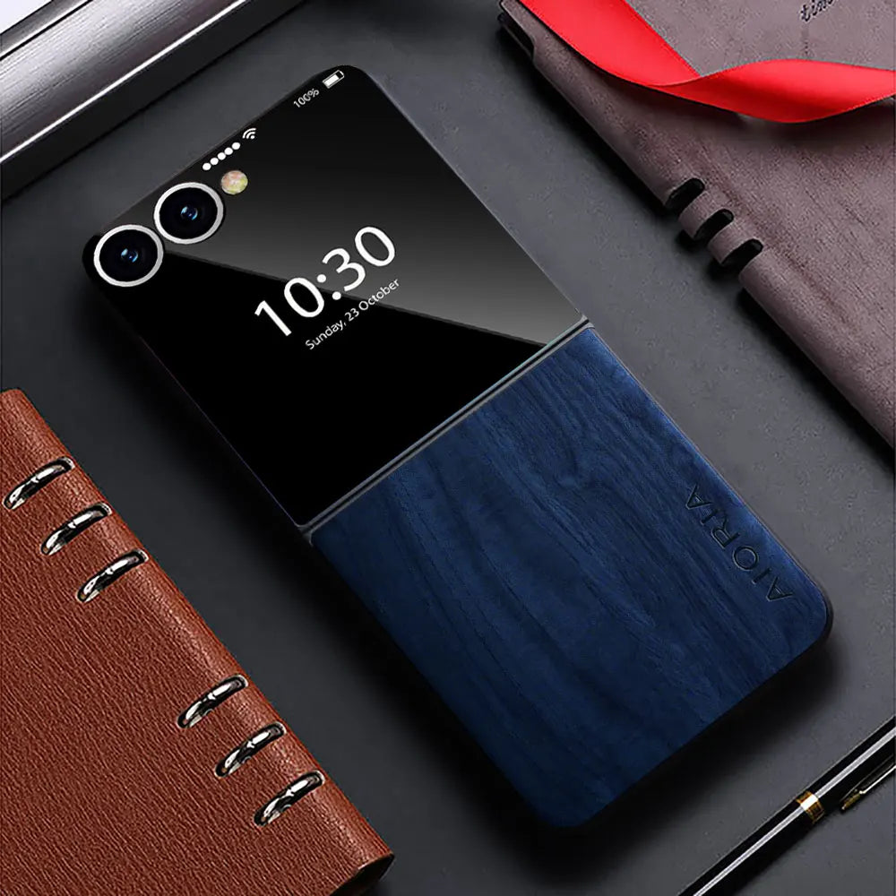 Case for samsung galaxy z flip 7 6 5 4 3 5g funda bamboo wood pattern leather cover galaxy z flip7 flip6 flip3 flip5