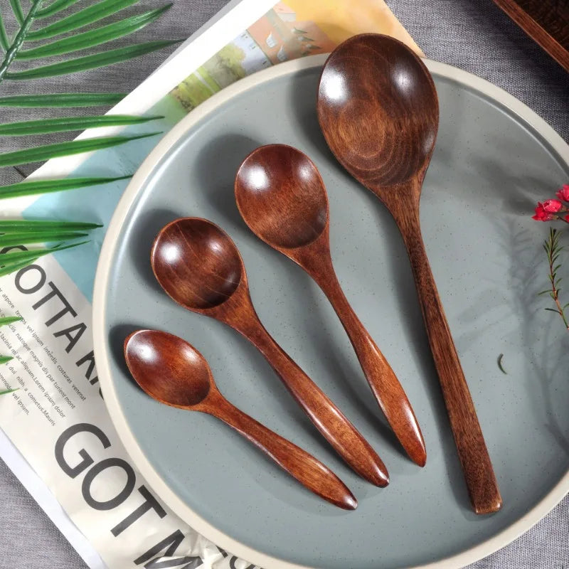 Japanese wooden spoon wood tableware anti-scald tea coffee stirring spoons cooking utensils for kitchen tool soup