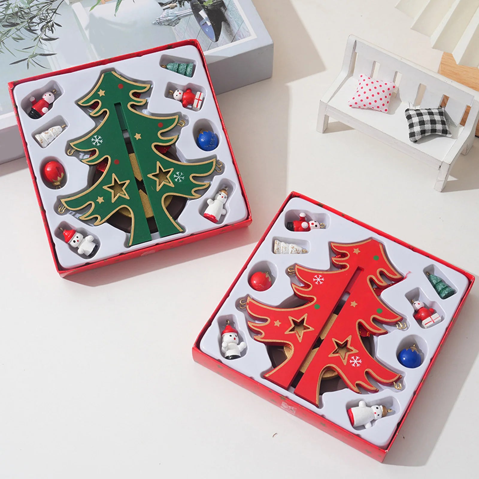 Christmas wooden tree children’s gift diy shopping mall decorations suministros navideños