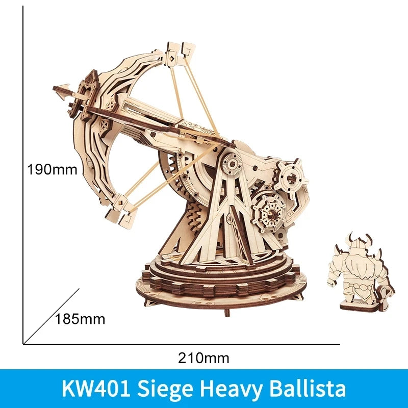 Robotime 3d wooden puzzle medieval siege weapons game assembly set gift for children teens adult war strategy toy kw401