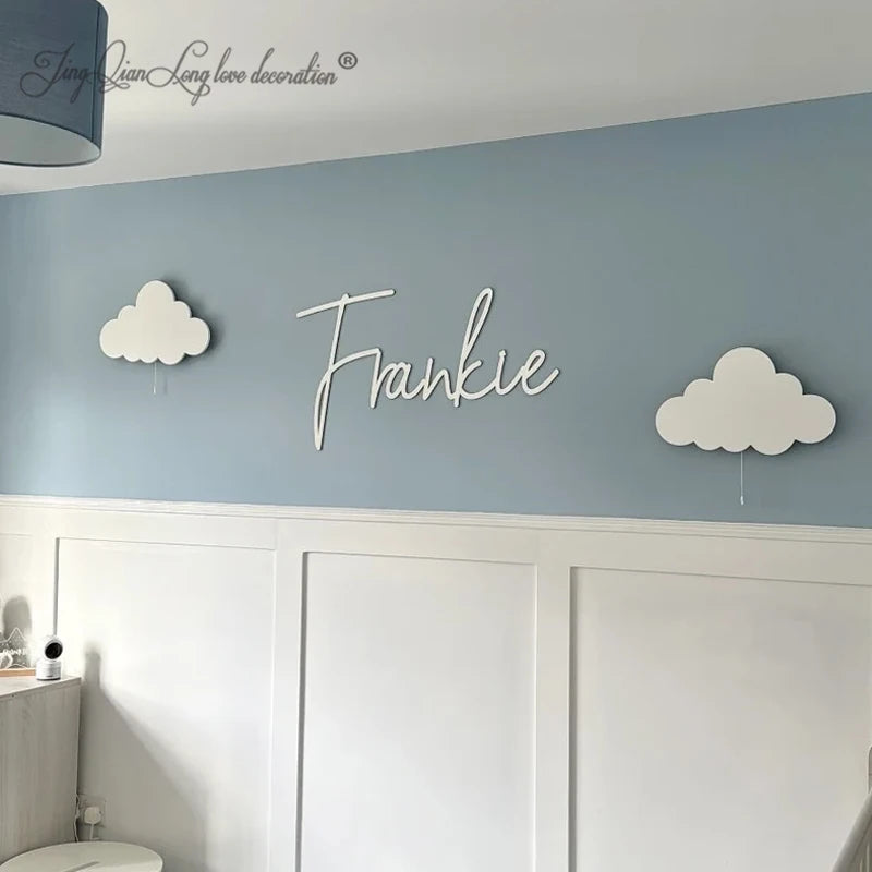 Custom boy’s nursery decor wooden name sign scribble font - wall art - personalised baby