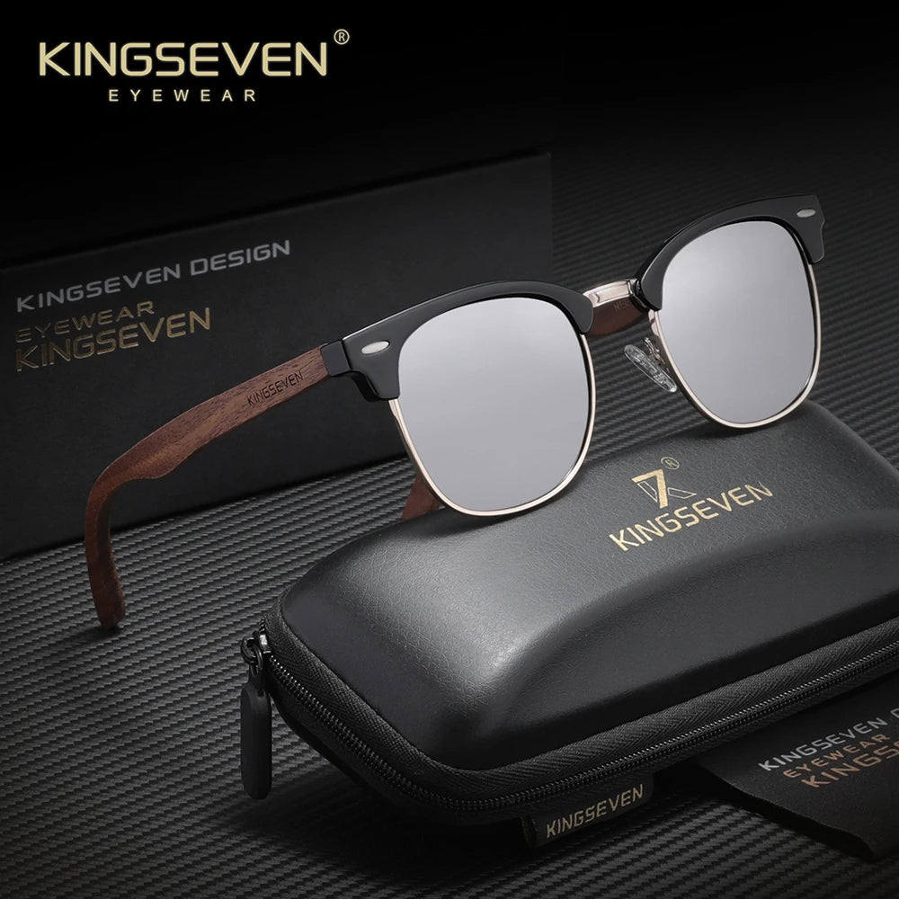 Kingseven brand black walnut wood sunglasses for men women polarized high quality sun glasses uv400 eyewear shades