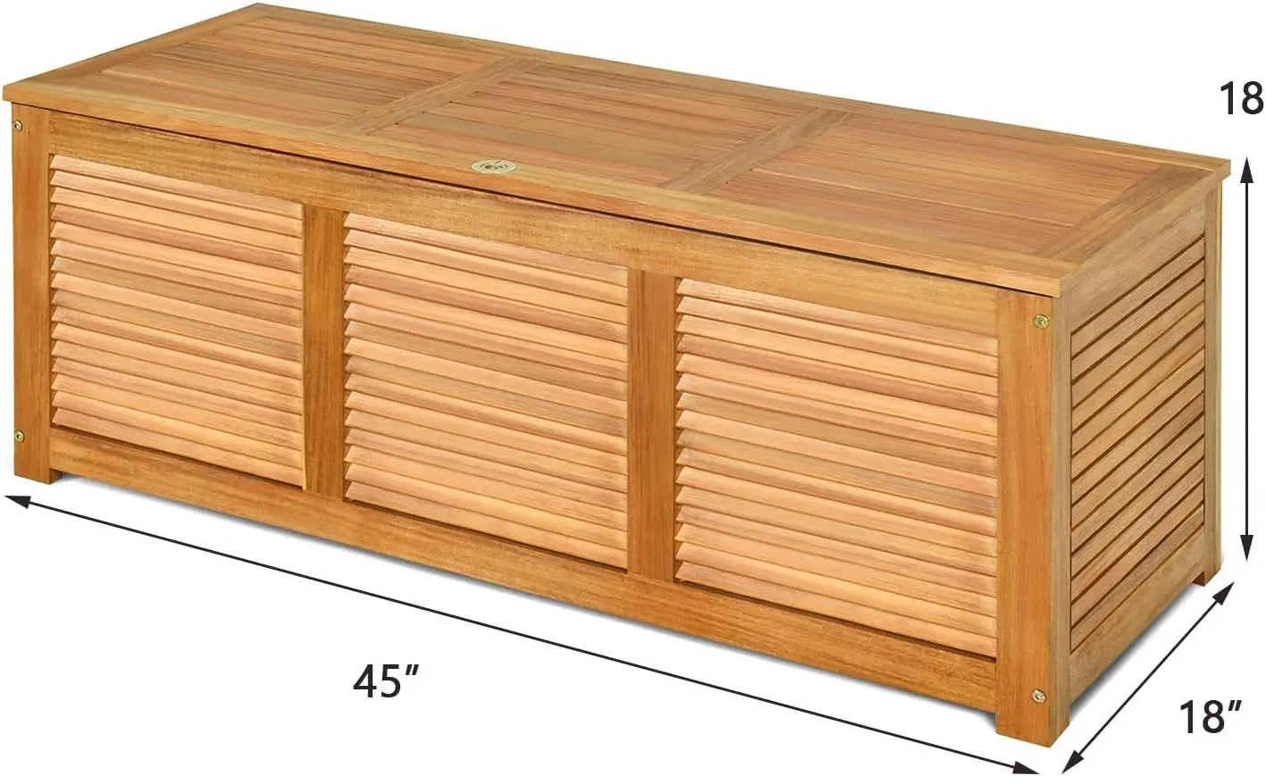 46 gallon acacia wood deck box garden backyard storage bench outdoor container for patio furniture cushions - united