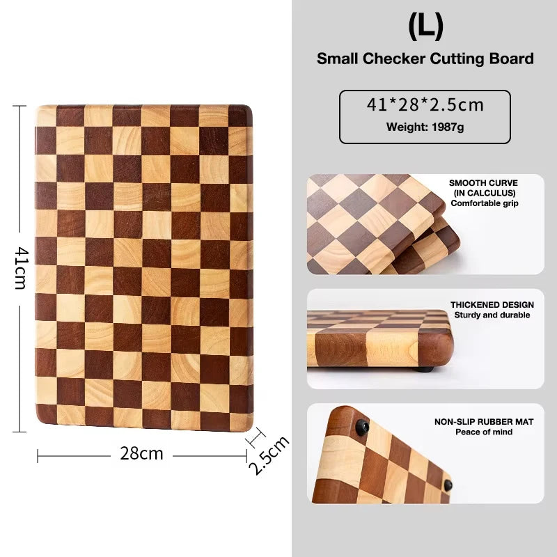 Wxcoo wood cutting board splicing checkerboard boards for kitchen counter cut fruit vegetable chopping gadget - l