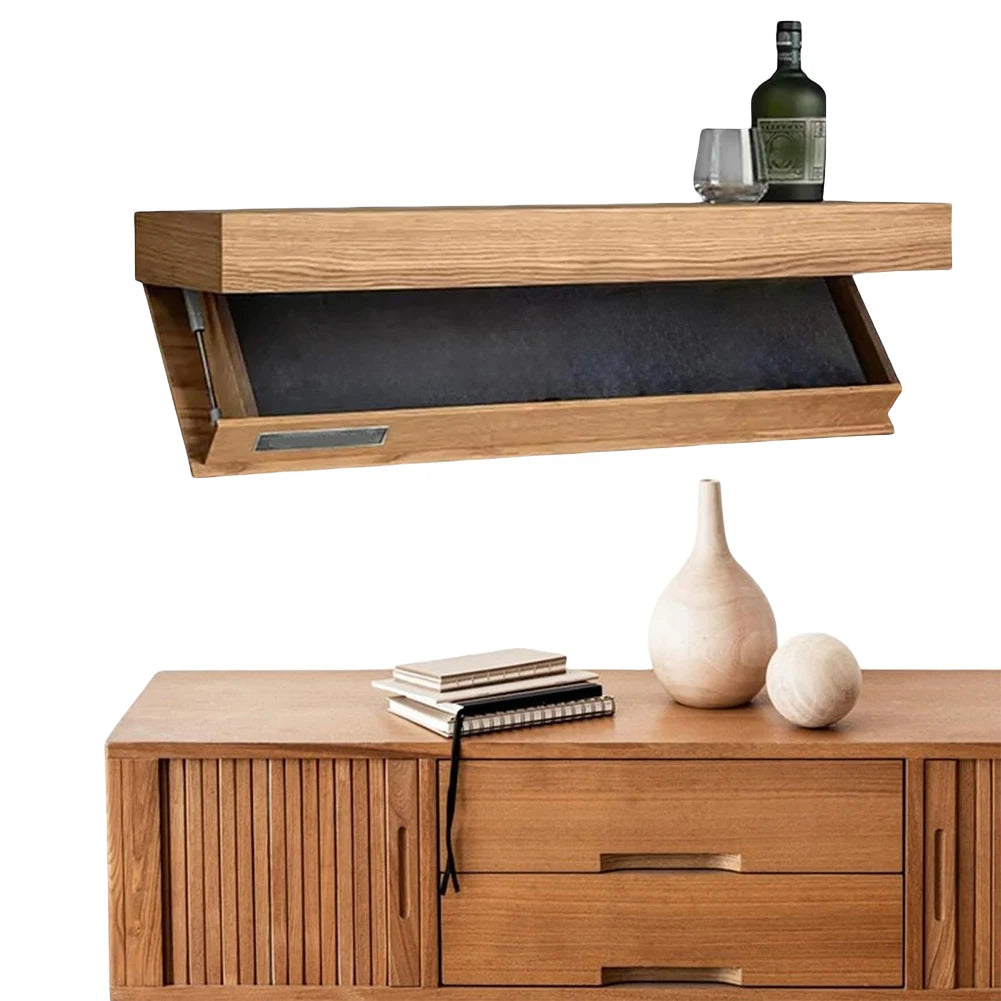 Wooden concealed floating shelf with secret compartment storage rack wall-mounted hidden shelves for book wine plants