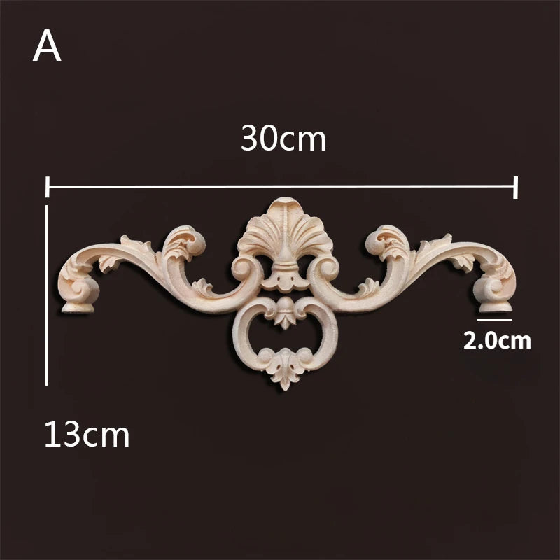 Europe wood appliques molding decals for furniture home decor carving onlays flower background wall decoration