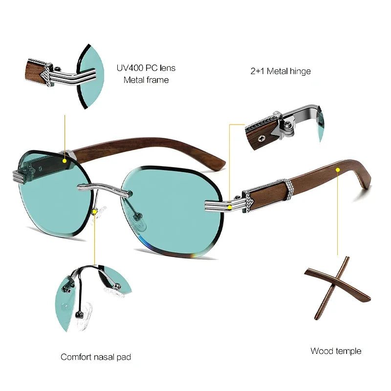 Caterside new natural solid wooden sunglasses men boundless round fashion sun glasses women party business outdoor