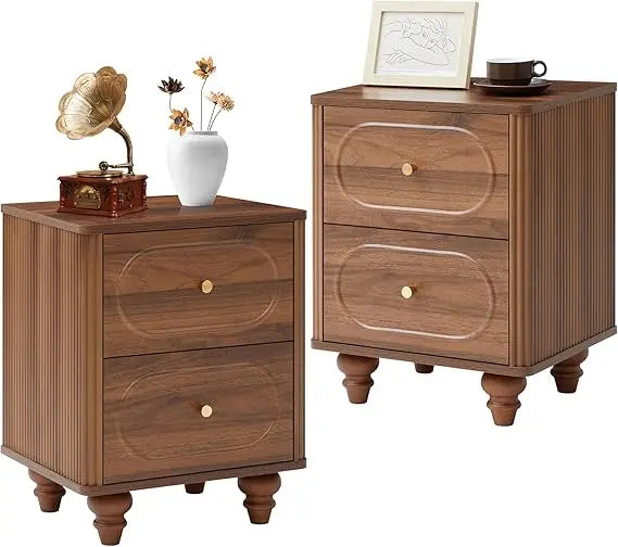 3 drawer fluted dresser for bedroom mid century modern chest of drawers wood storage small organizer livi - 2 set
