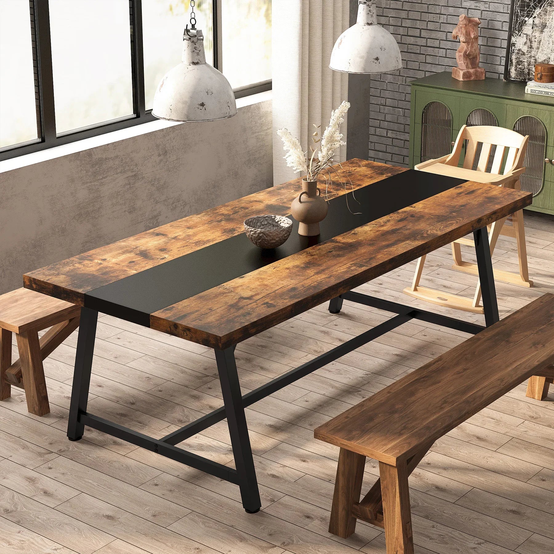 Tribesigns dining table for 8 people 70.87’’ rectangular wood kitchen - brown / united states