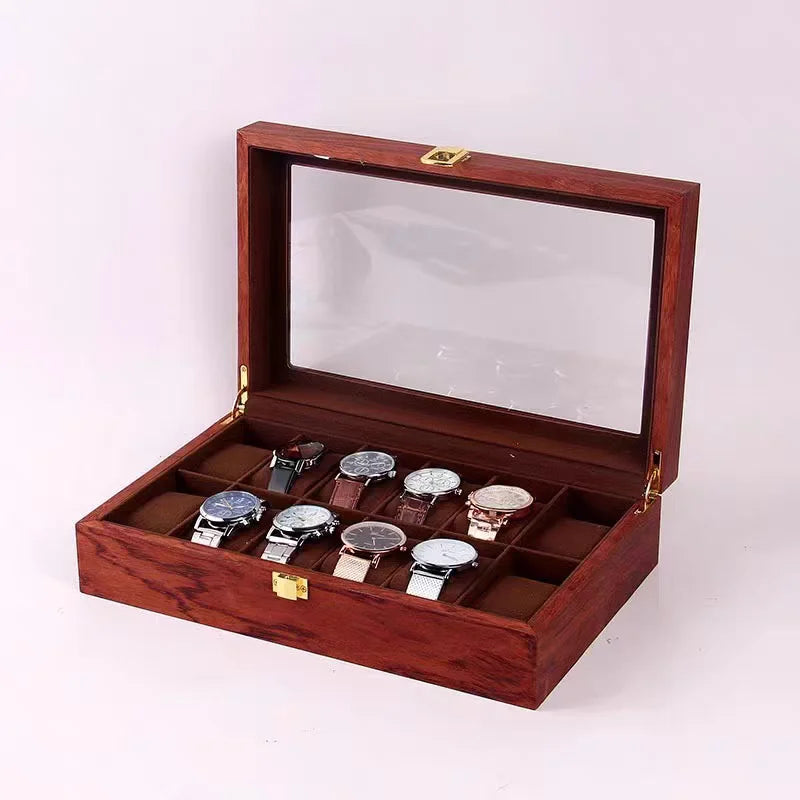 Nordic minimalism 12 slots men jewelry storage vintage wooden watch box display organizer caja almacenamiento - box