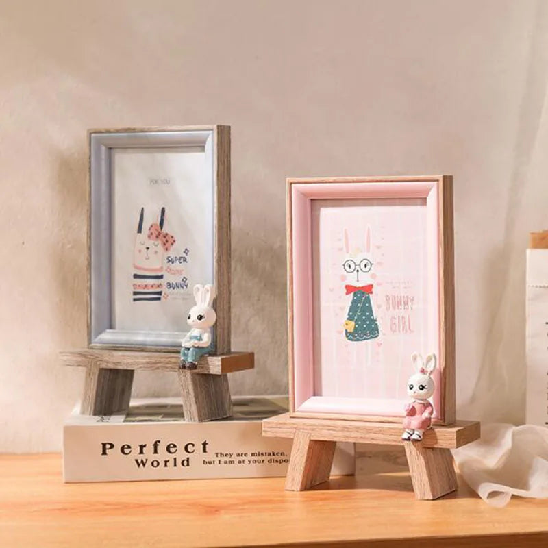 6 inch creative cartoon wooden photo frame children family decorated holder desk display picture home decor