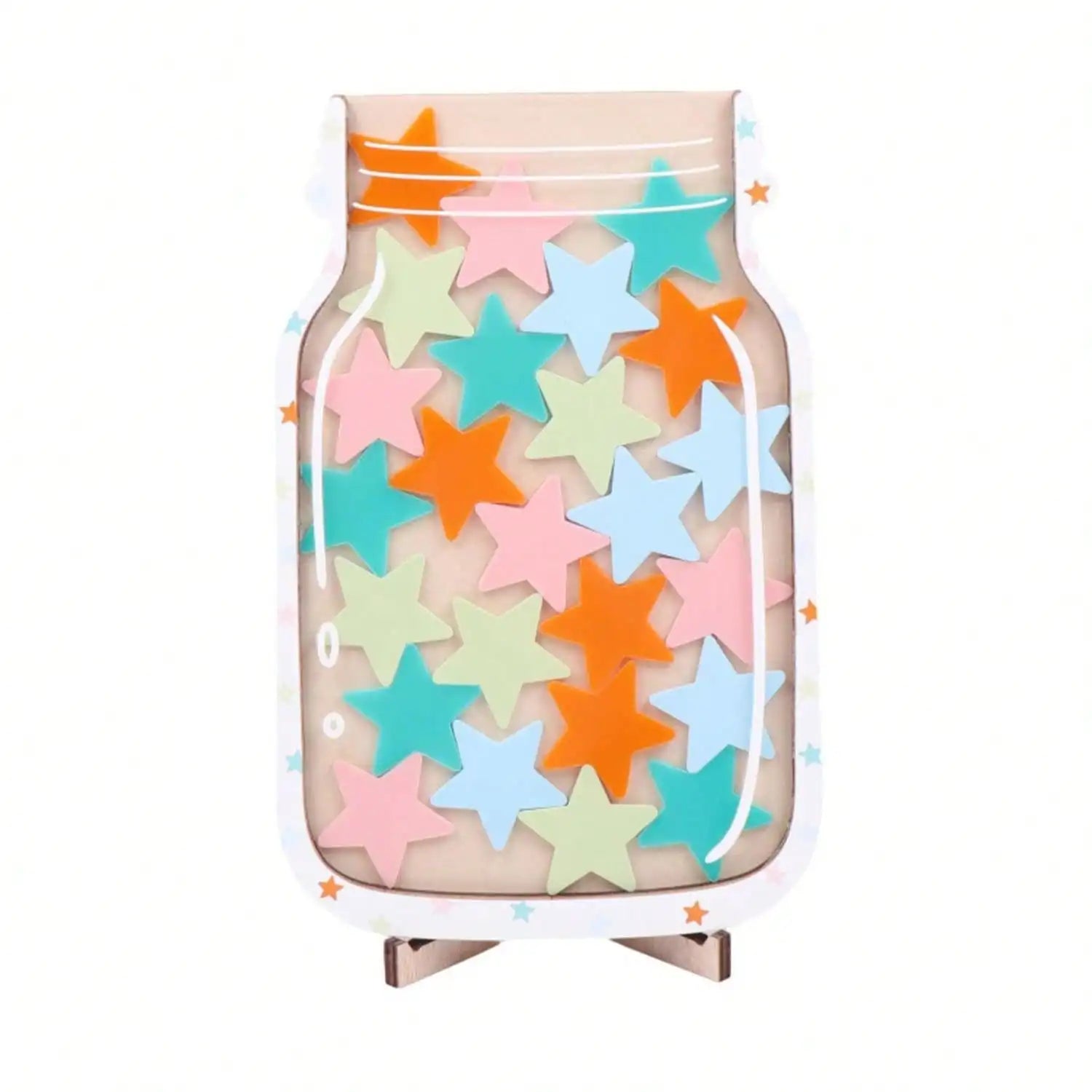 1pc creative christmas gift,wooden star reward jar- motivational teaching tool for encouraging good behavior, - other