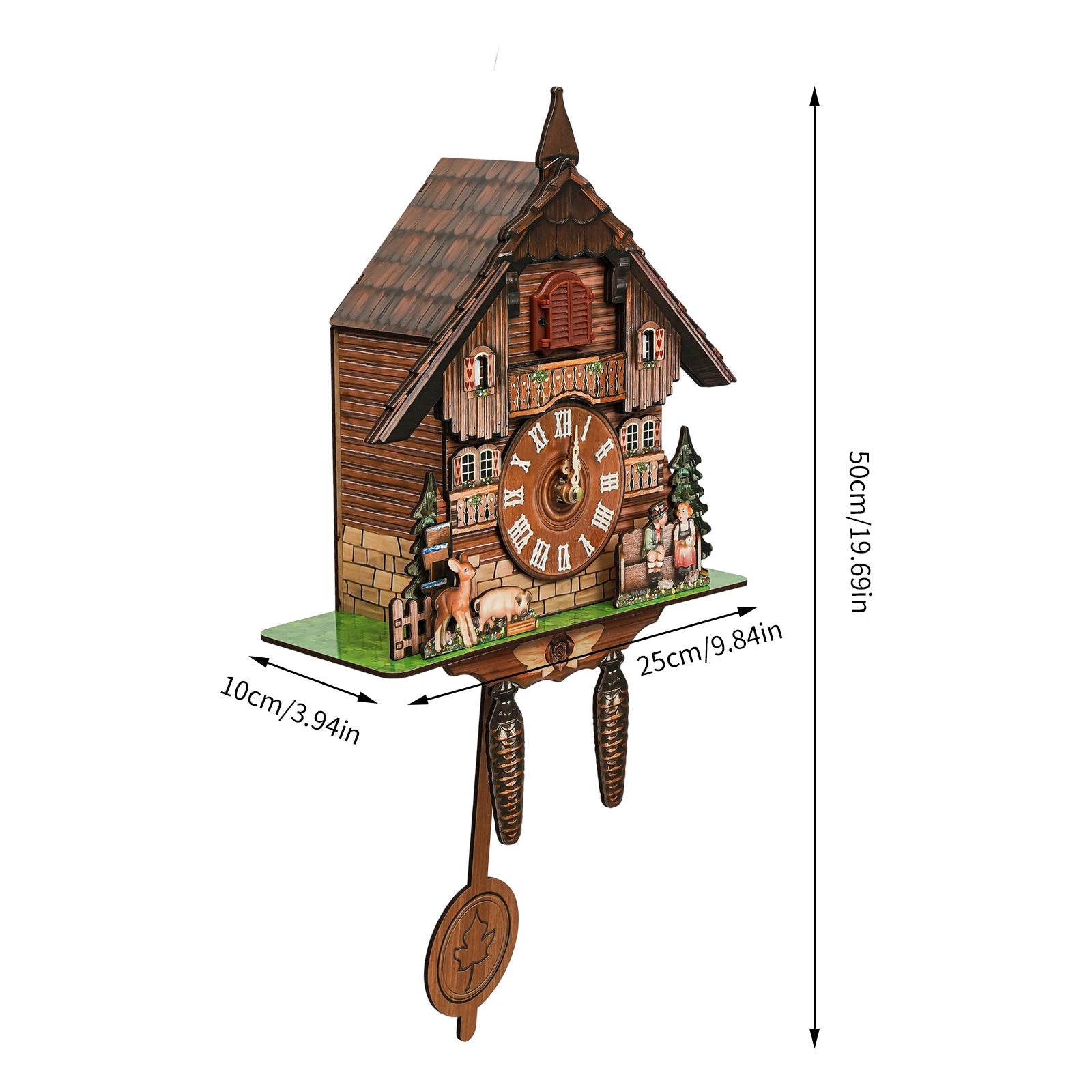 Cuckoo wall clock retro wooden with pendulum decoration hanging for bedroom living room office - germany / as picture