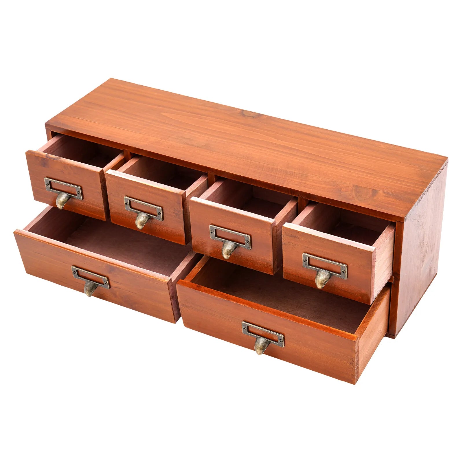 6-drawer 49*14*17.5cm storage cabinet desktop organizer retro box herbs library cards business - united states