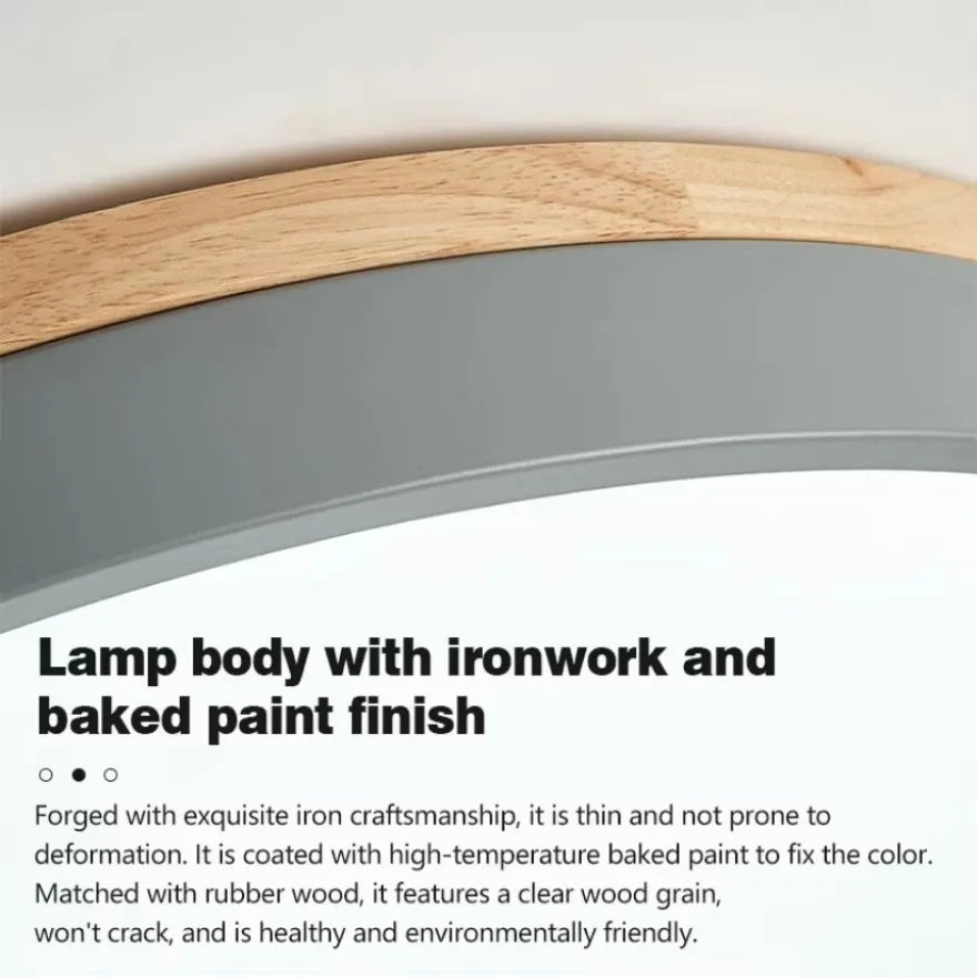 Macaron led ceiling light round wooden bottom home bedroom balcony study children’s room indoor decorceiling lamp