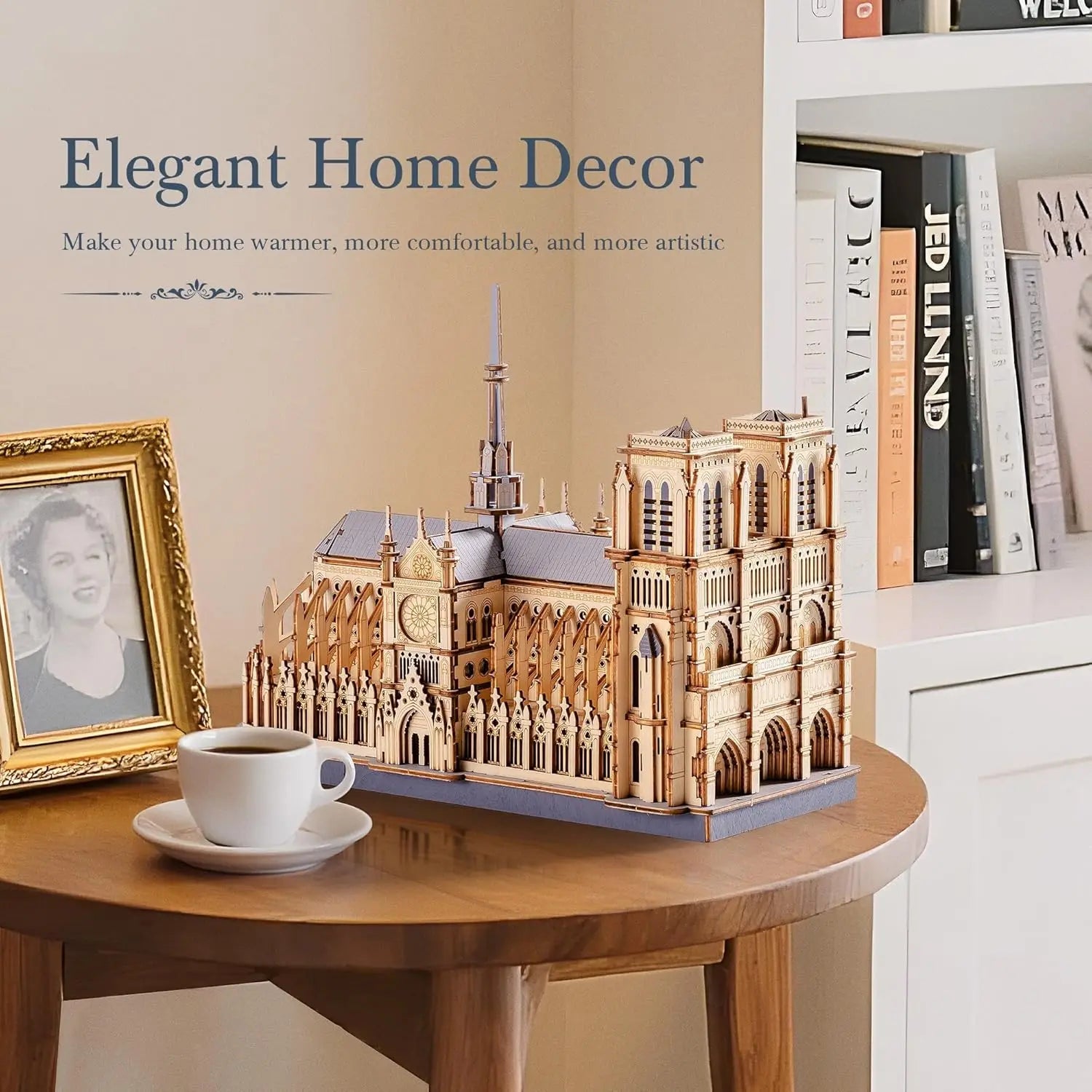 Robotime rokr 3d puzzle paris cathedral wooden model kit for adults to build diy toy building construction craft kits