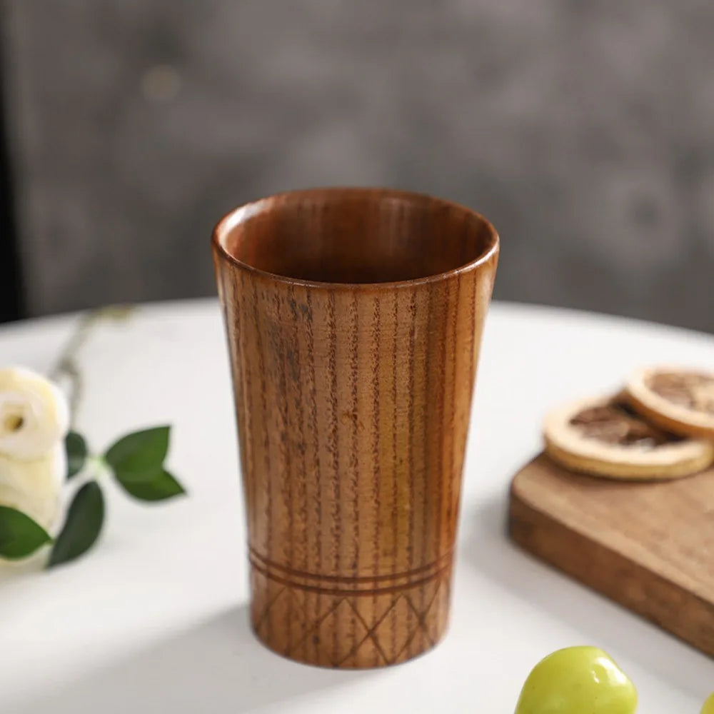 Durable anti-scalding japanese style wooden mugs handmade retro tea cups anti fall coffee milk