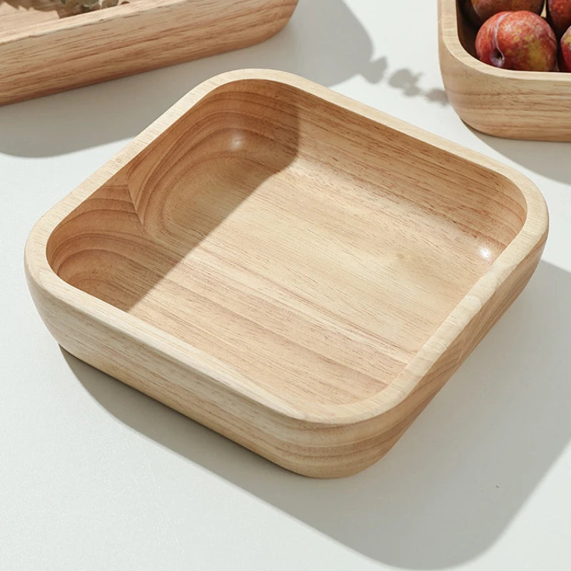 1pcs japanese square wooden bowl high-grade creative oak fruit salad dessert snacks kitchen accessories