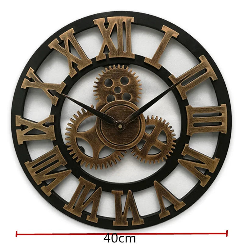 Retro industrial style wall clock european wood home watch decorative for living room office bar art decor horologe