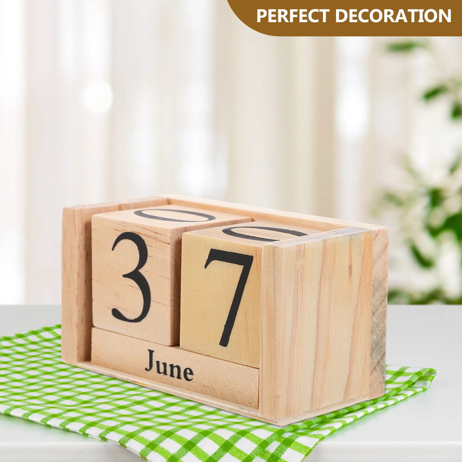 Wooden calendar blocks elegant desk decor household perpetual office supply table standing daily use black