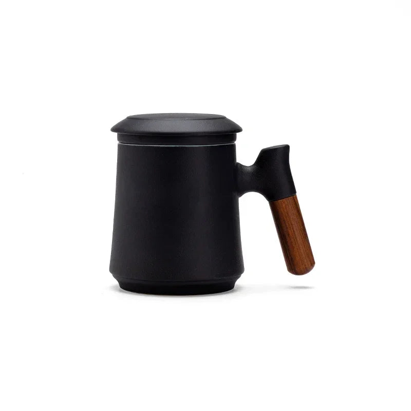 Ceramic mug bubble tea cup luxury original mugs coffee cups with lid vintage water thermal beautiful wood handle