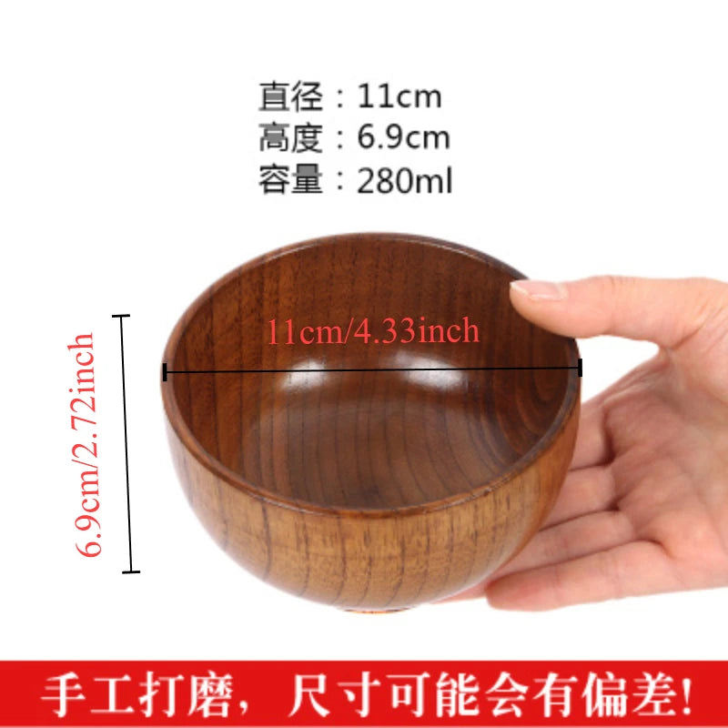 Japanese wooden bowls children drop-proof solid wood large noodle salad ramen bowl vintage household dining room