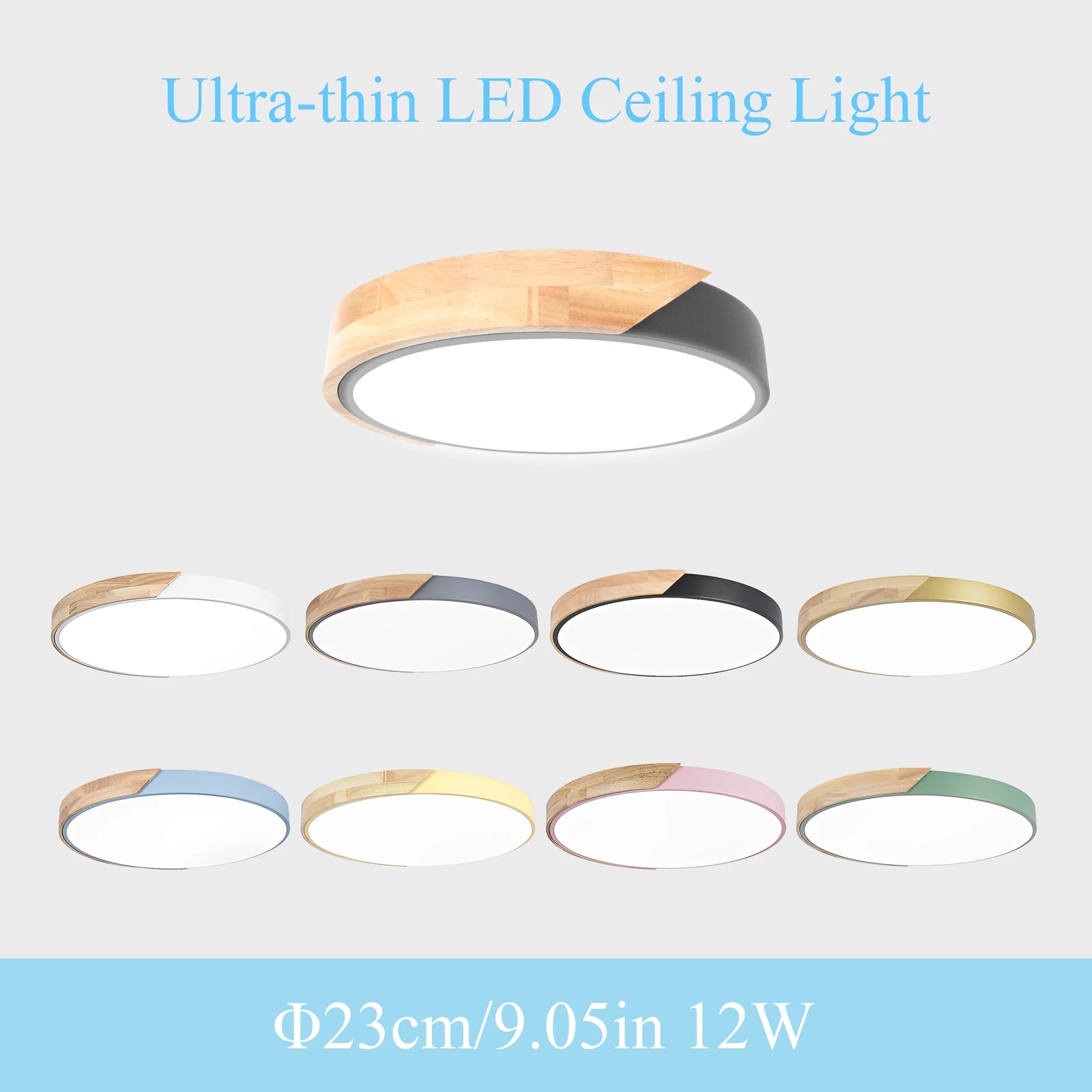 Led ceiling light 12w modern round macaron wooden lamp indoor bedroom living room lighting fixture surface mount